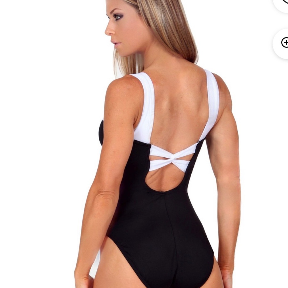 InstantFigure Swimwear Black With Contrast Trim One Piece size 8 Flattering - Picture 3 of 11